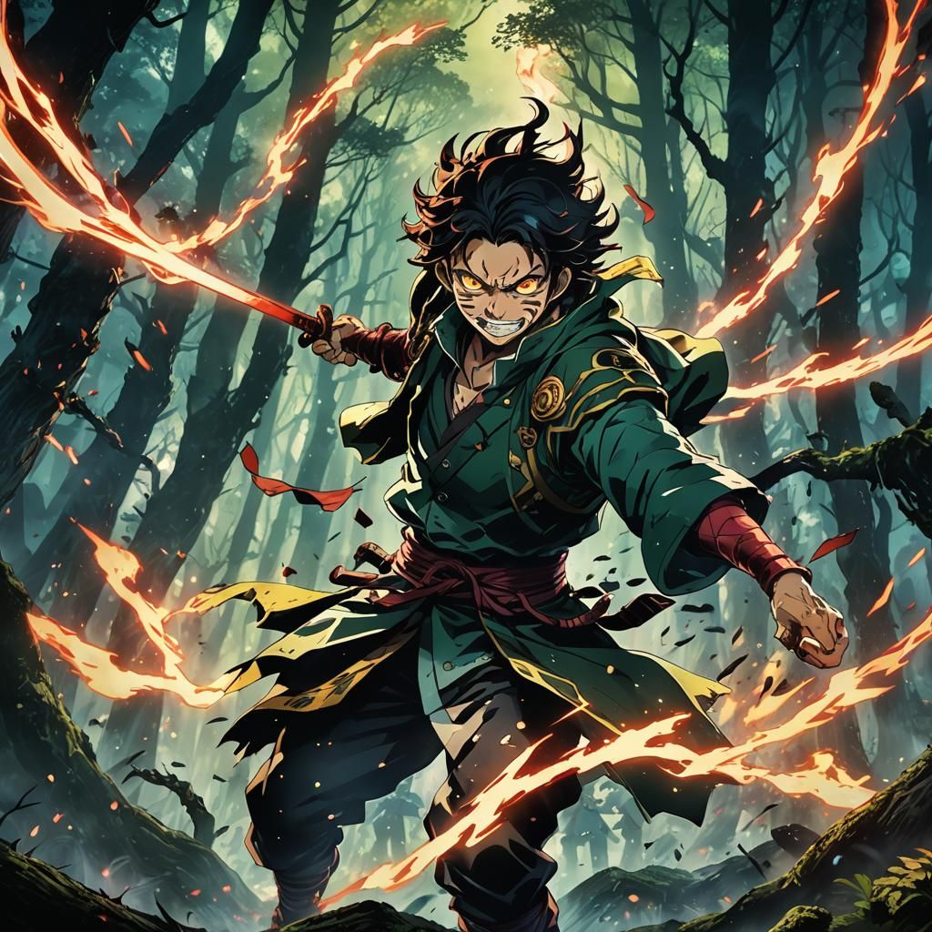 Demon Slayer in Forest: Anime Key Visual