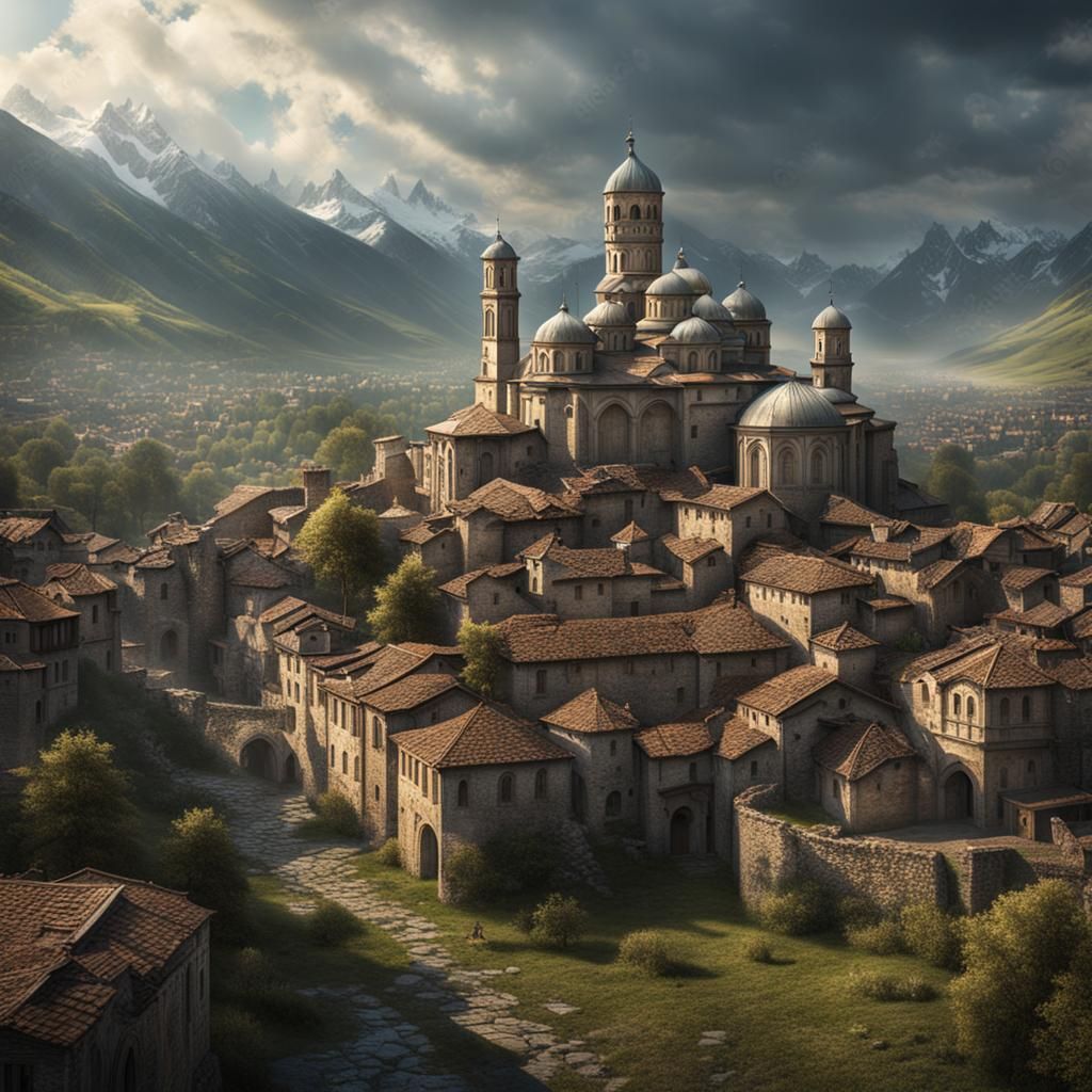Epic Medieval City in the Caucasus Mountains