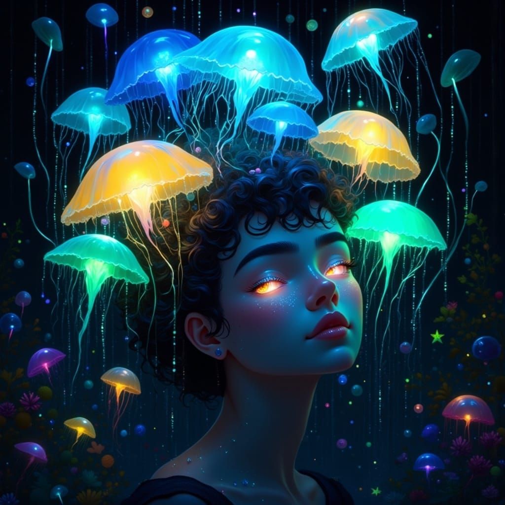 Vibrant Blue Bioluminescent Dreamscape