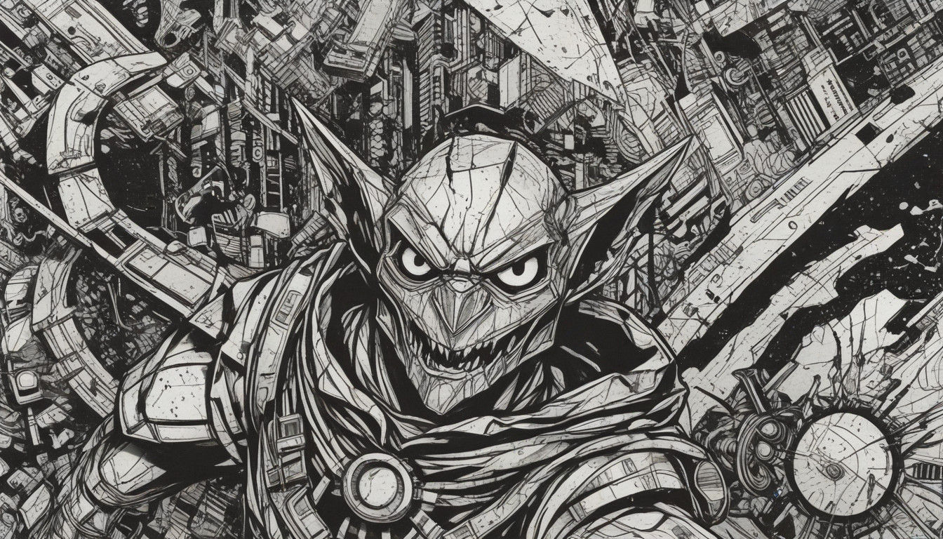 Distressed Comic Book Art in Futuristic Space Chip System