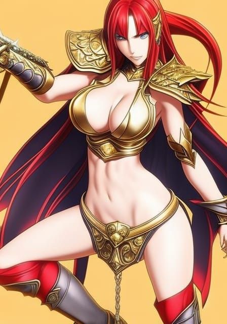 Anime Warlord in Red Bikini Armor