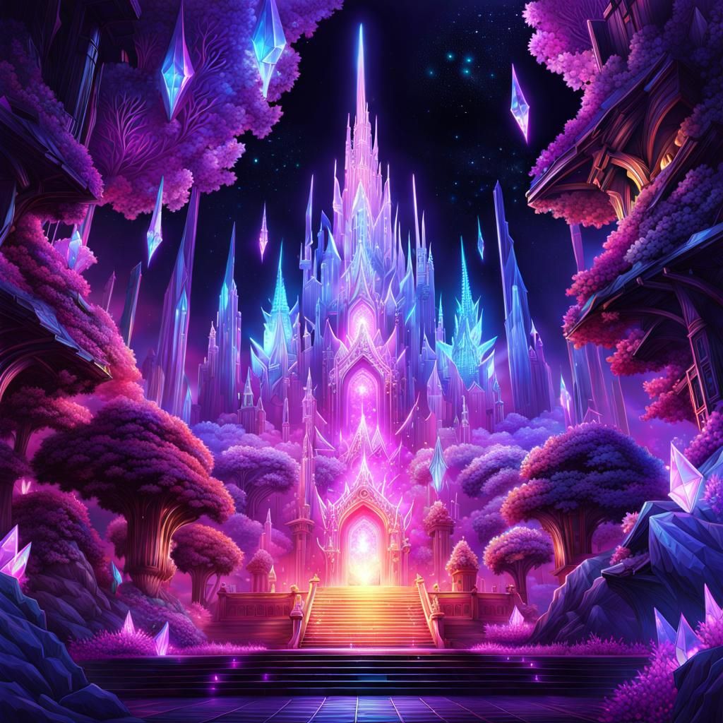 Black Light Crystals in Anime Art Style