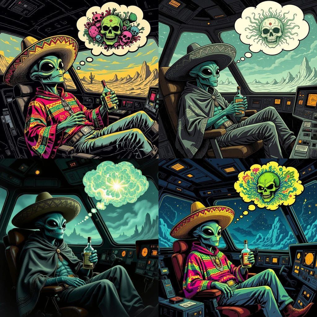 Drunk Alien's Nightmare: A Horror Art Vision