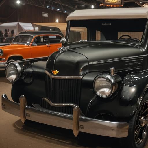 Modernized Conestoga Wagon with Chevy Motor at Car Show