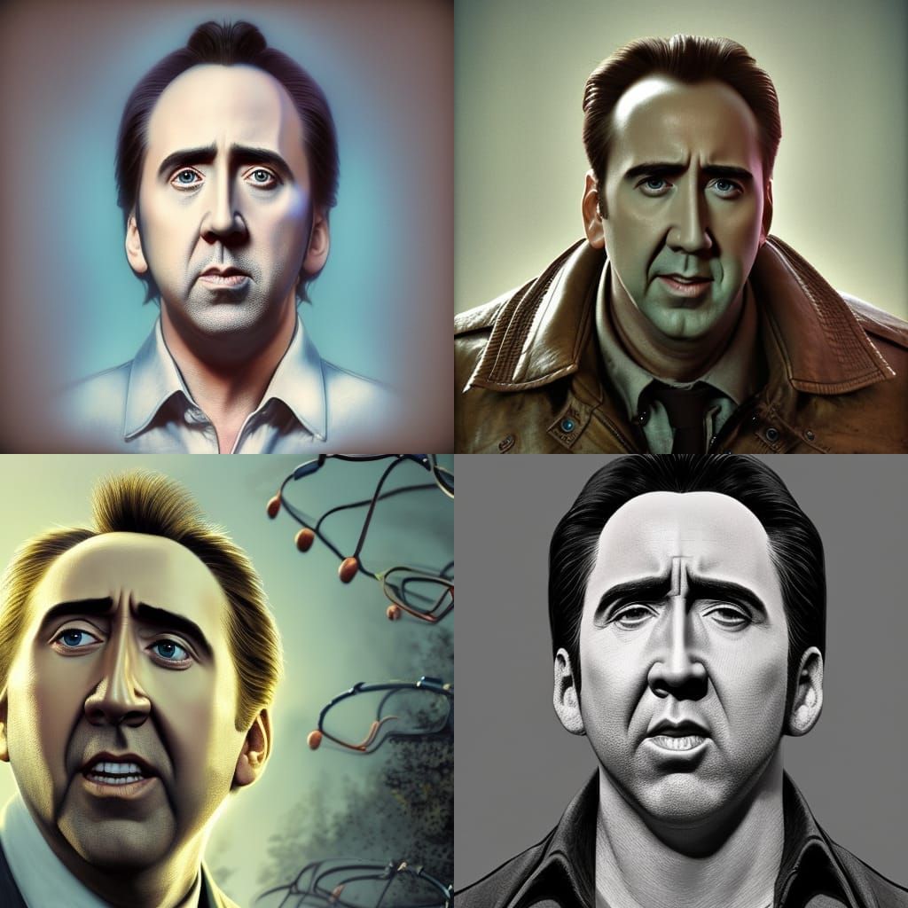 Nicolas Cage Portrait in Park, Detailed 3D Art