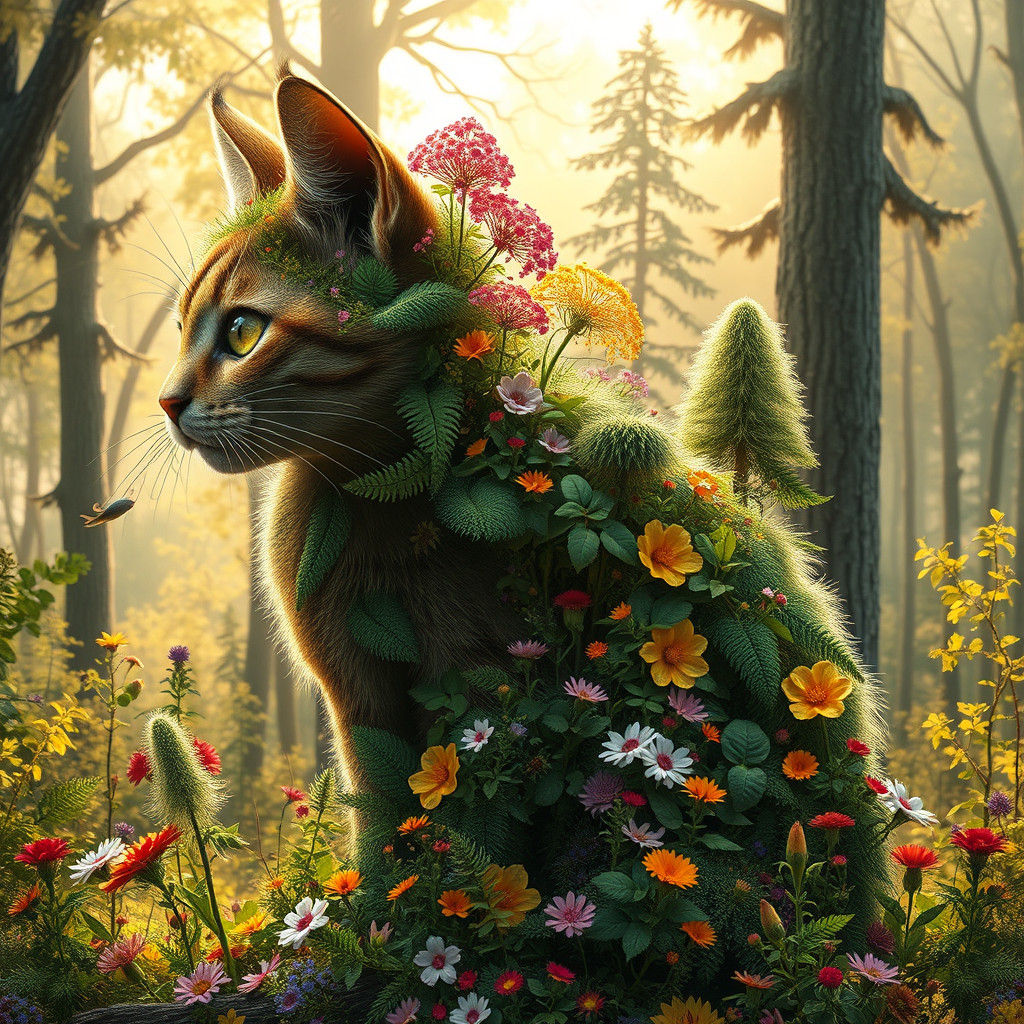 Enchanted Forest Cat in Hyper-Realistic Style