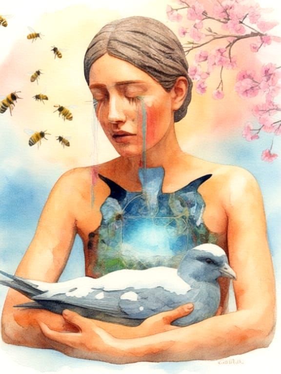 Mystical Exile Rebel in Moonlit Forest Bio Art Collage