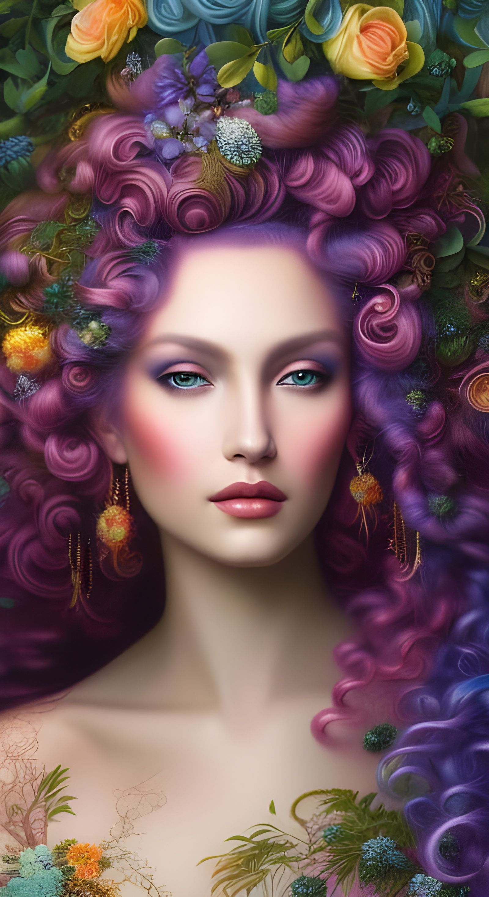 Ethereal Galaxy Queen: Hyperrealistic Digital Rococo Art