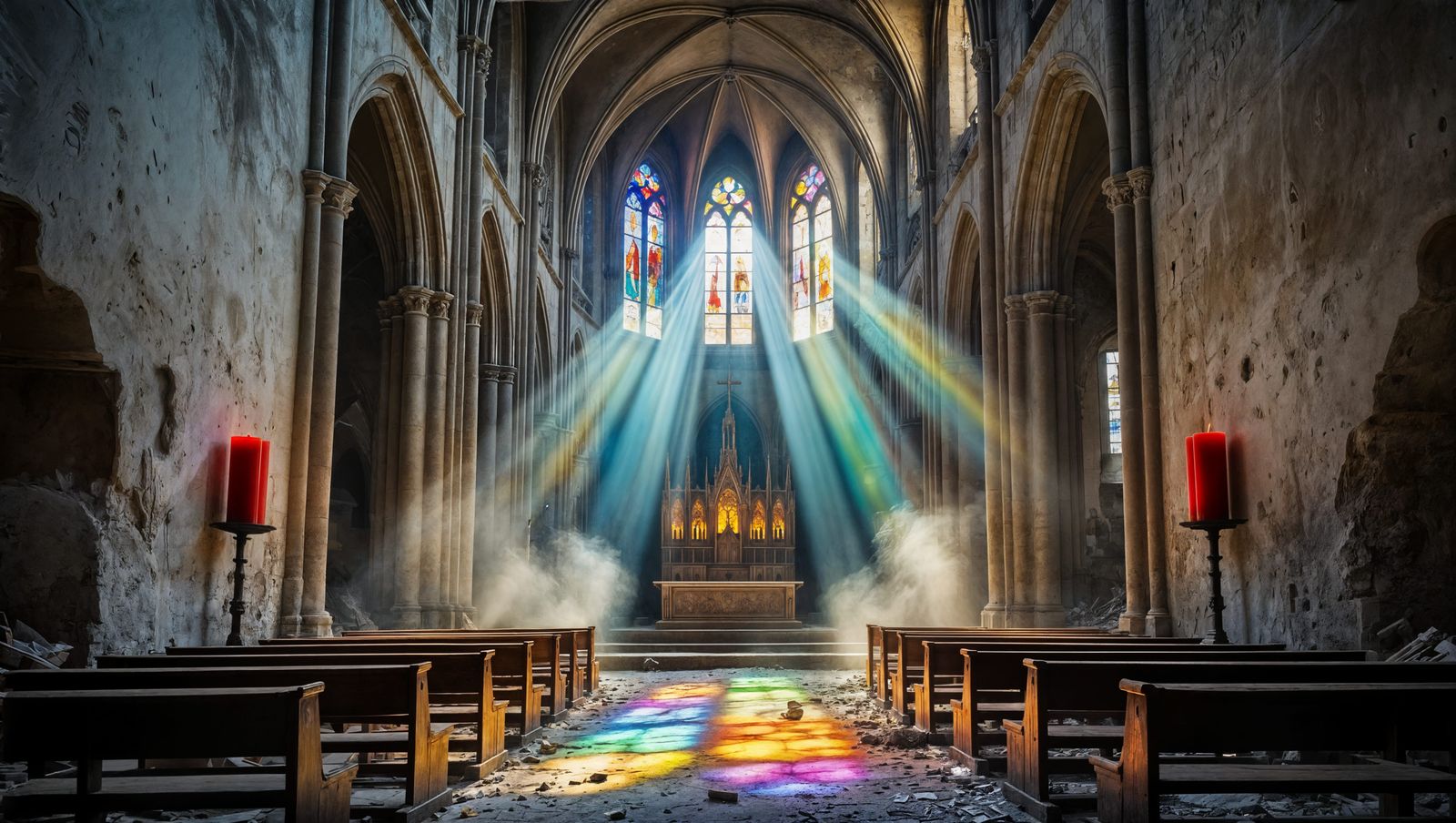 Moonlit Cathedral with Vibrant Stained Glass