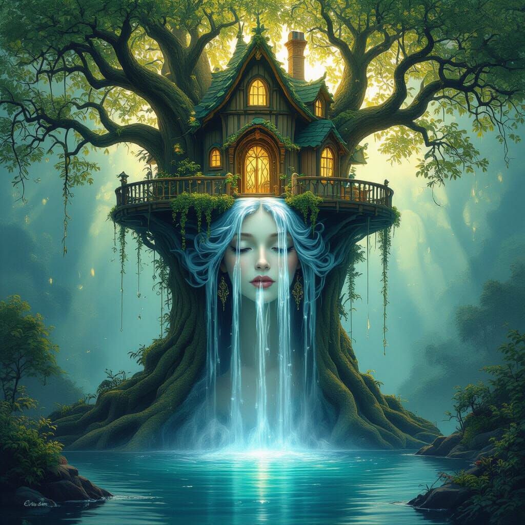 Regal Queen with Treehouse Crown and Waterfall Hair