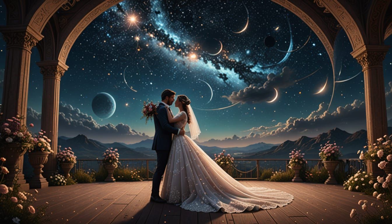 Cosmic First Dance: A Fantasy Digital Painting