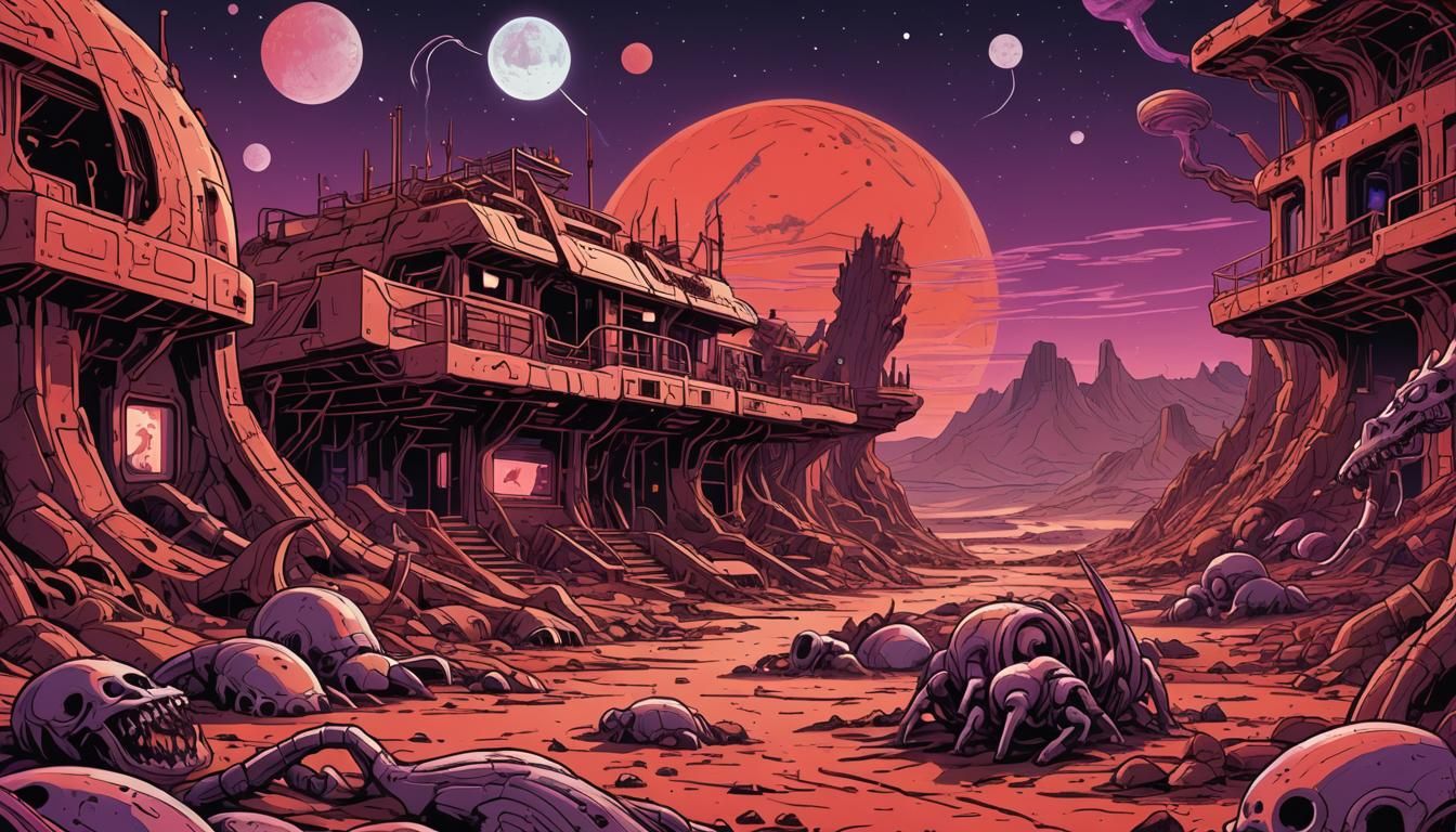 Retro-Futuristic Comic Art on Mars