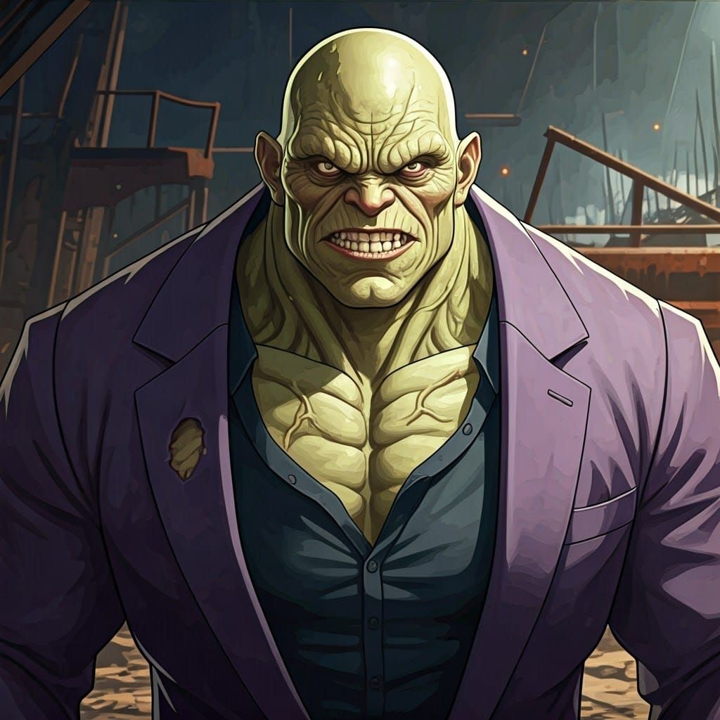 Menacing Super Mutant in Anime Cel-Shaded Style