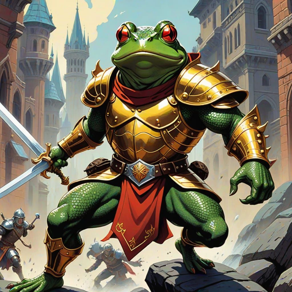 Regal Frog Warrior in Dynamic Combat