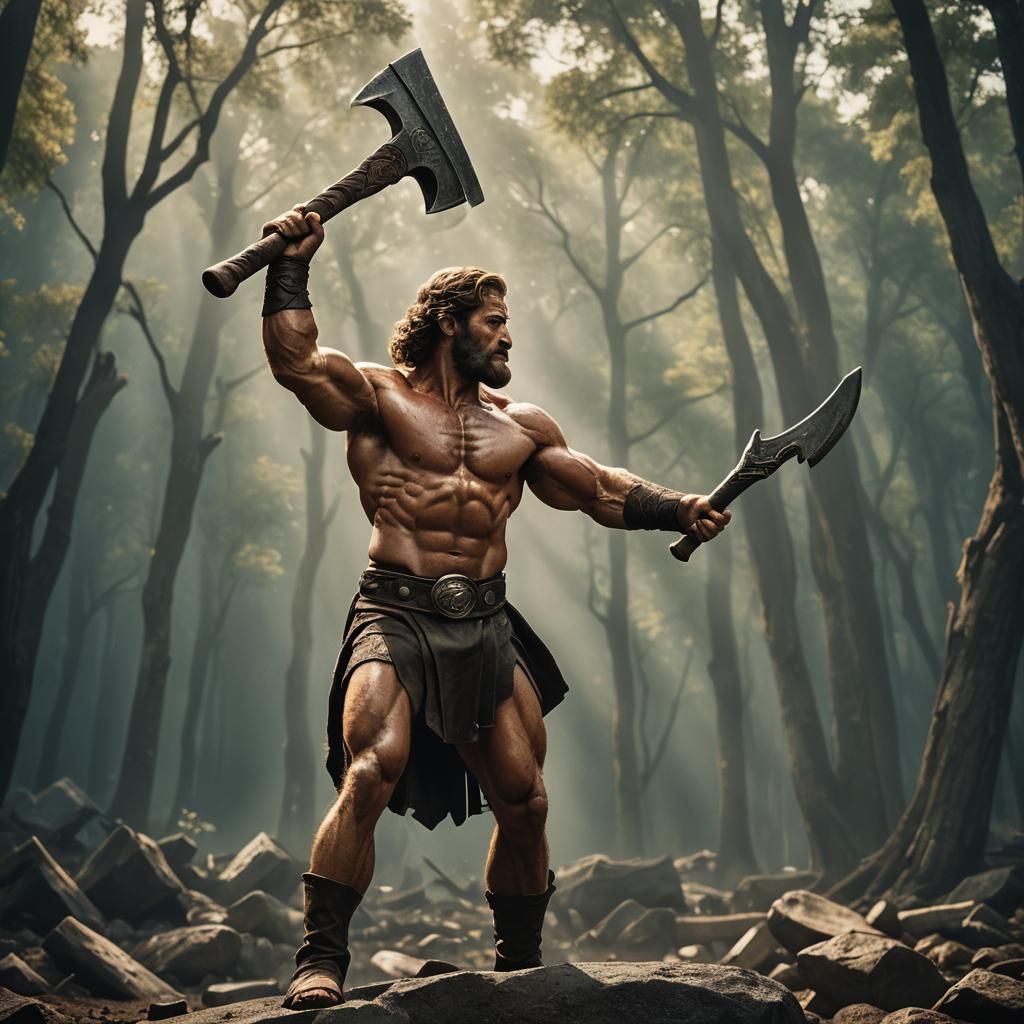 Epic Hercules Film Still with Axe