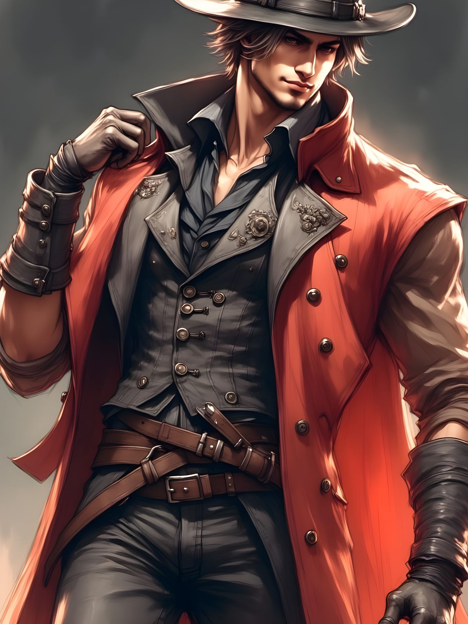 Chiseled Hunter in Dramatic Anime Style