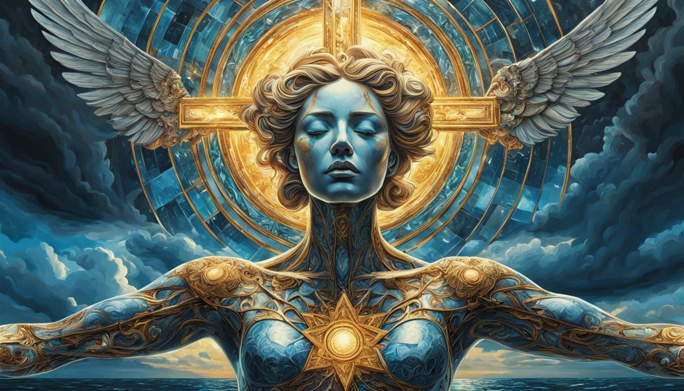 Radiant Goddess in Kaleidoscopic Comic Book Art