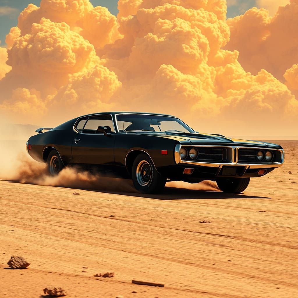 1972 Dodge Charger Races Through Fiery Desert