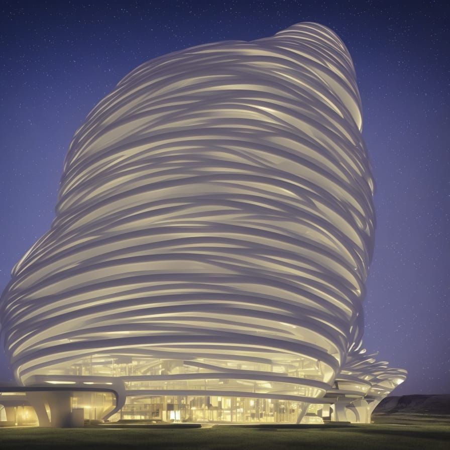 Futuristic Hotel Design with Midnight View