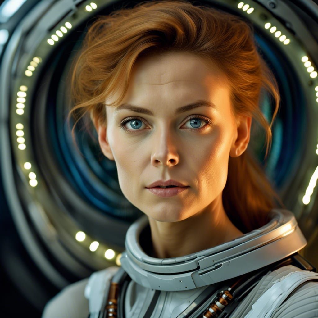 Sci-Fi Woman Portrait with Bokeh in Studio Lighting