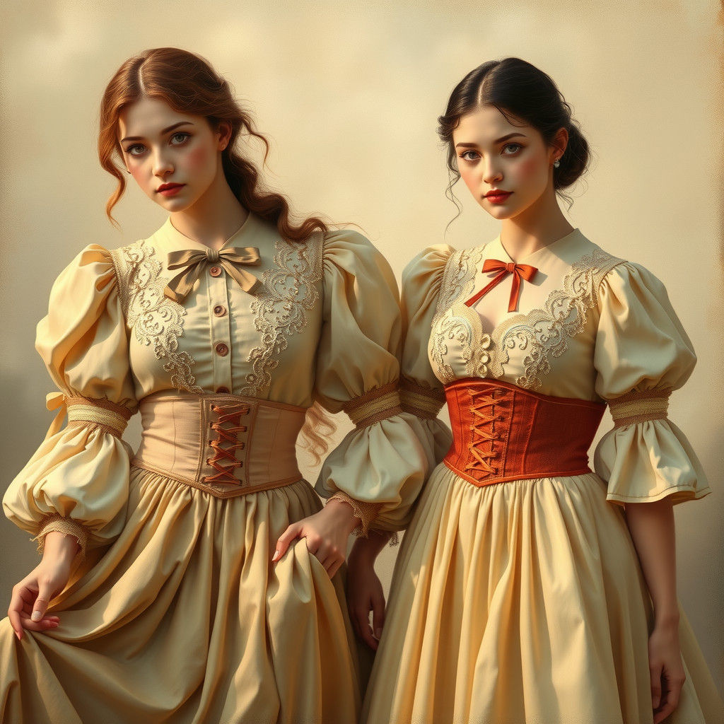 Romantic Young Women in Golden Light