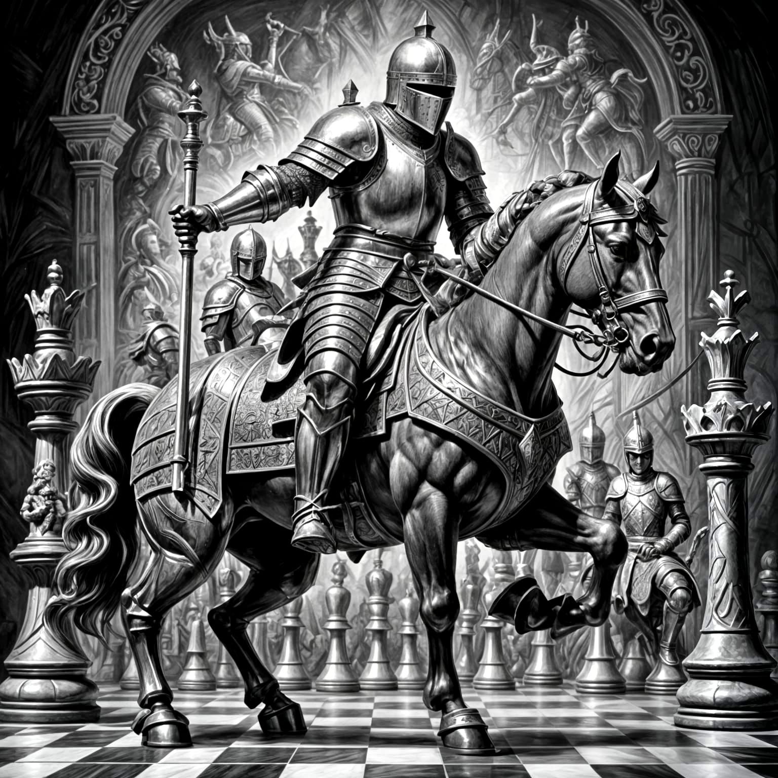 A Knight in Full Armor Rides onto a Chessboard