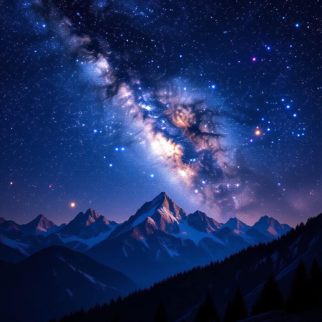 Spectacular Starry Sky Above Mountain Range in 8K
