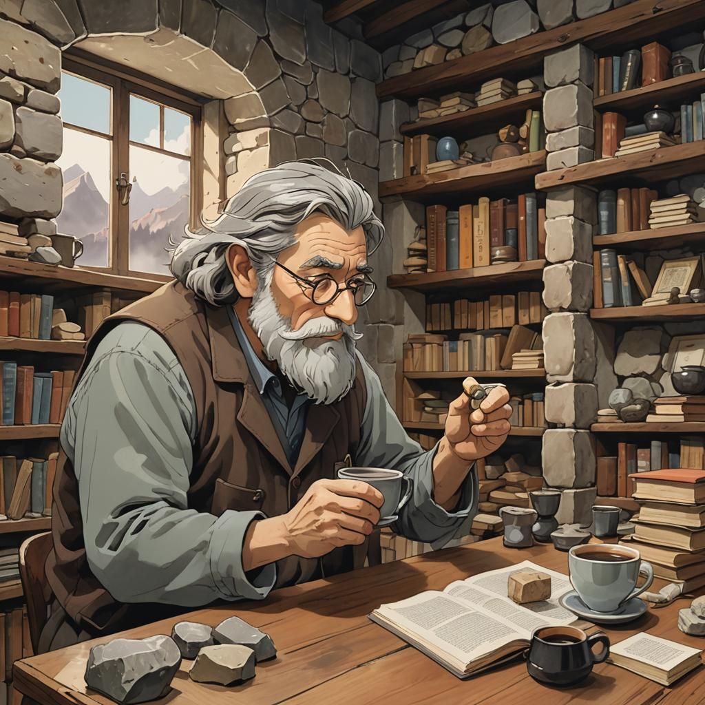 Italian Geologist at Work, Studio Ghibli Style