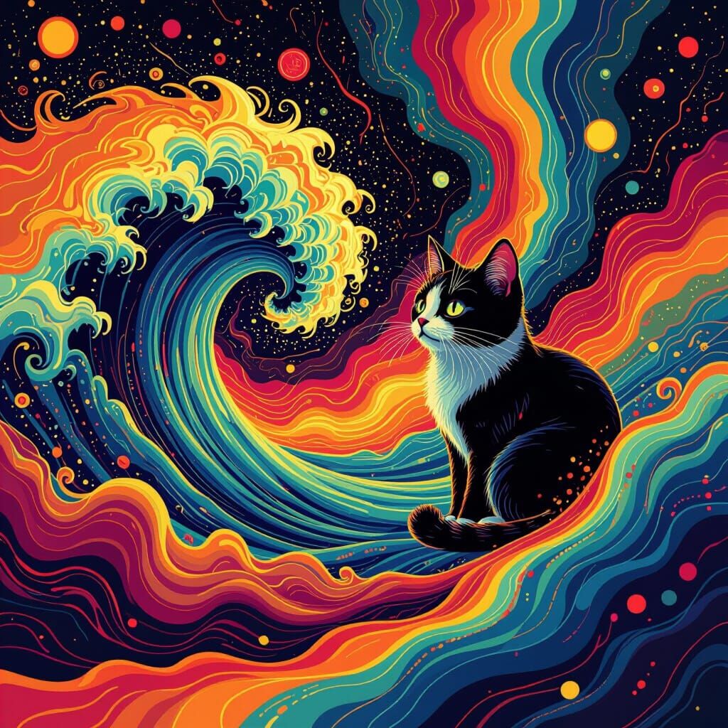 Psychedelic Quantum Mechanics Art: Schrödinger's Cat