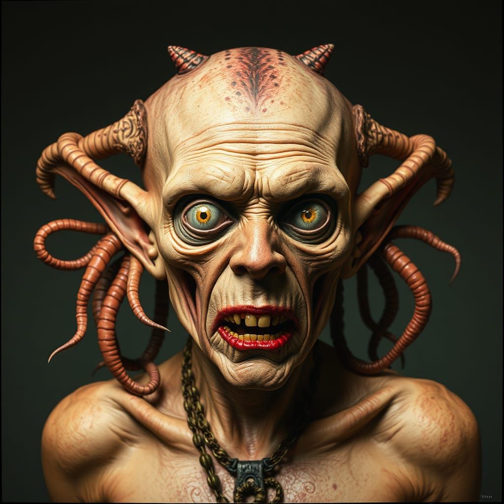 Grotesque Mandelbulb Woman in Comic Style