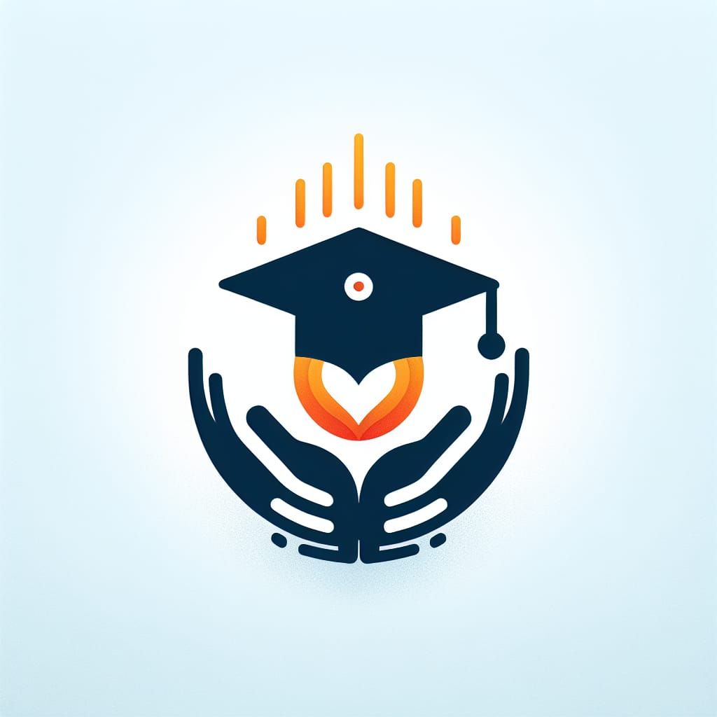 Minimalist Abstract Logo: Giving Hand and University Emblem