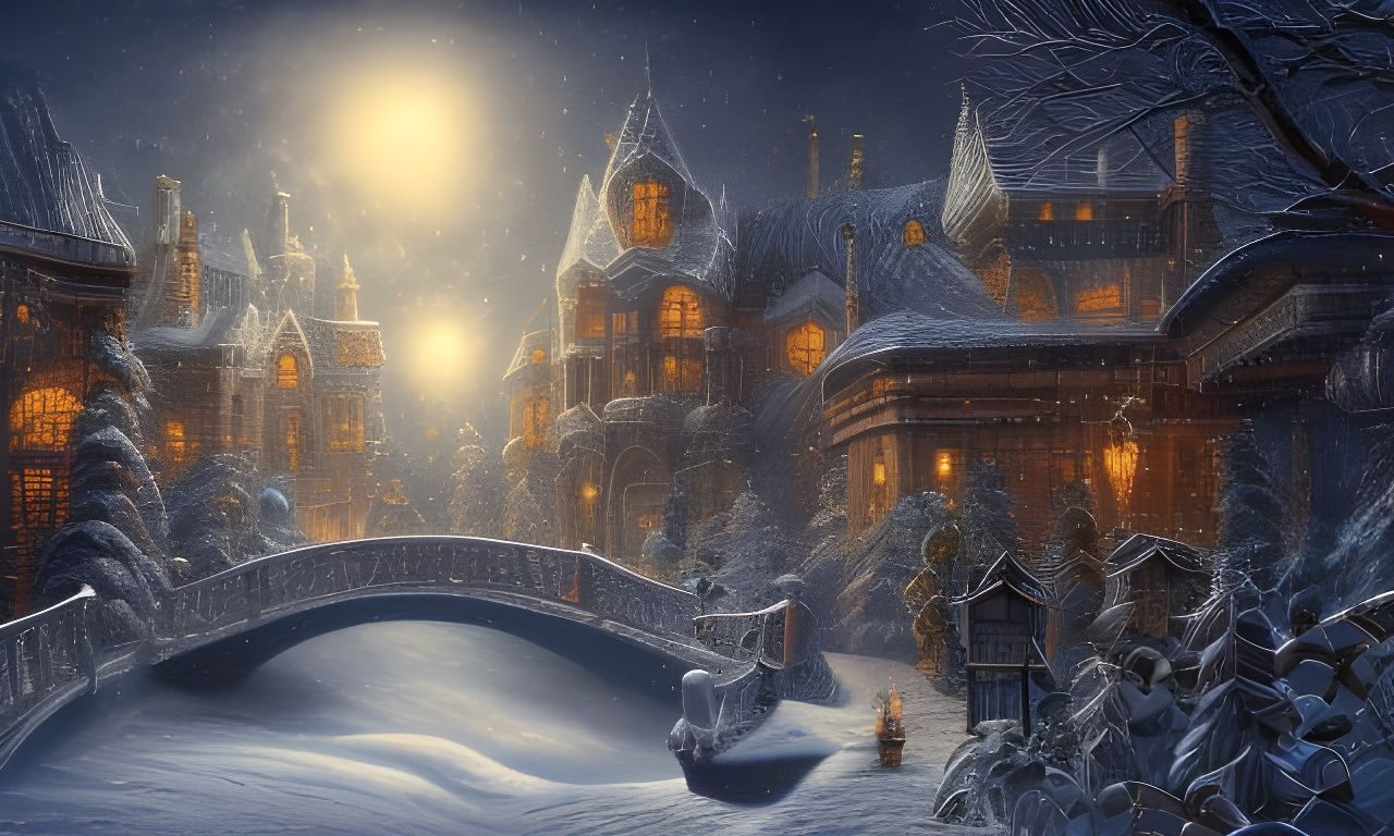 Magical Winter Wonderland Digital Painting in 8K