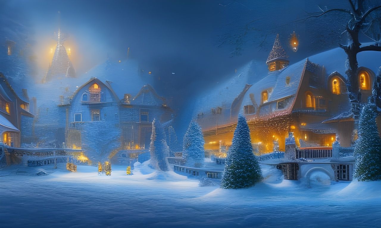 Magical Winter Wonderland Digital Matte Painting