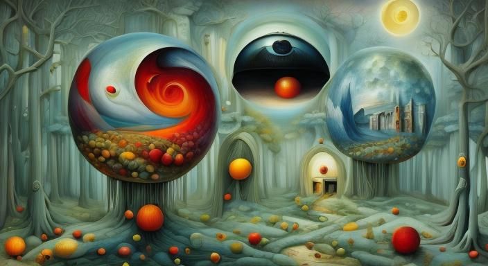 Parrot Alien in Surreal Forest, Dali Style