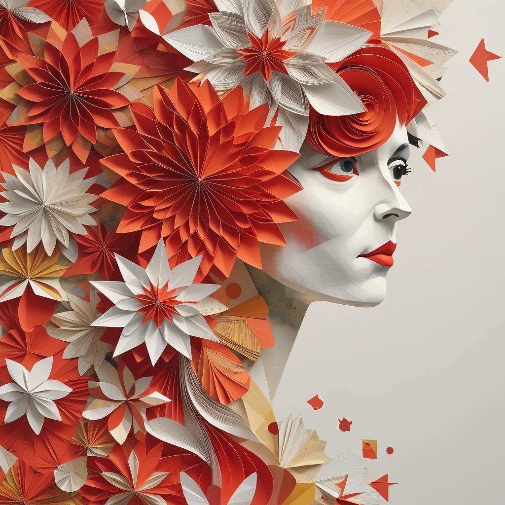 Origami Paper Folds Papercraft in Soft Focus