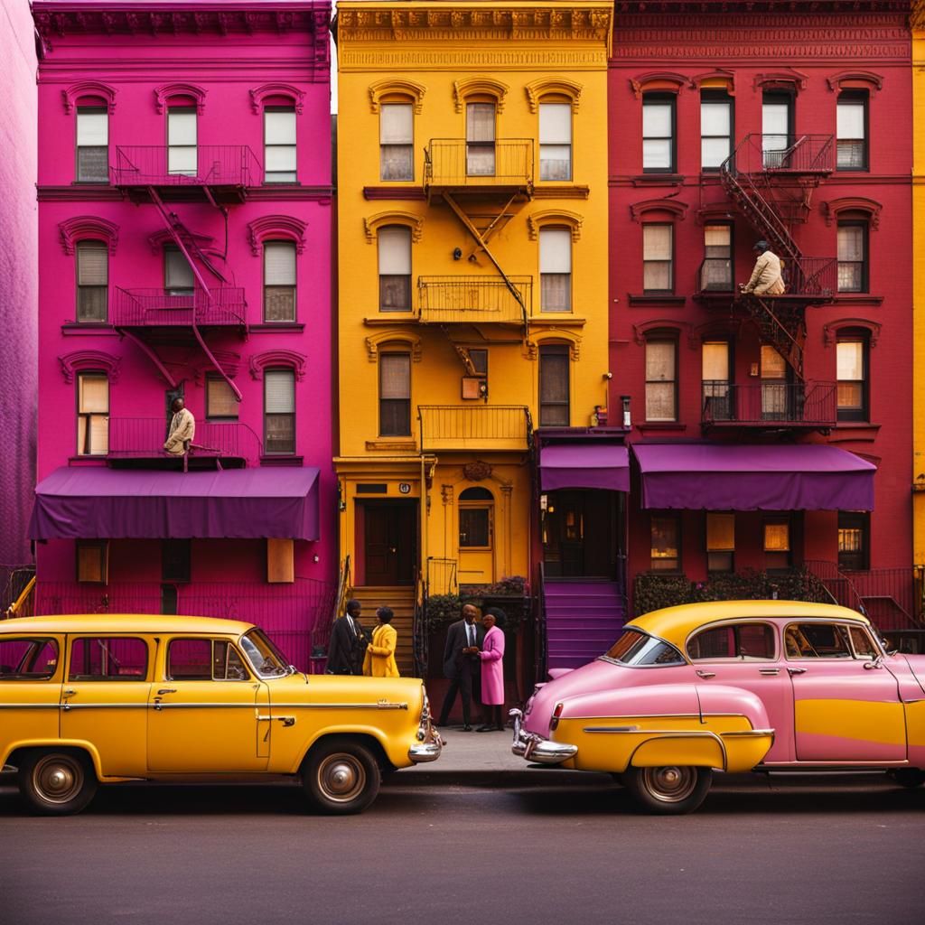 Harlem Scene in Wes Anderson Style