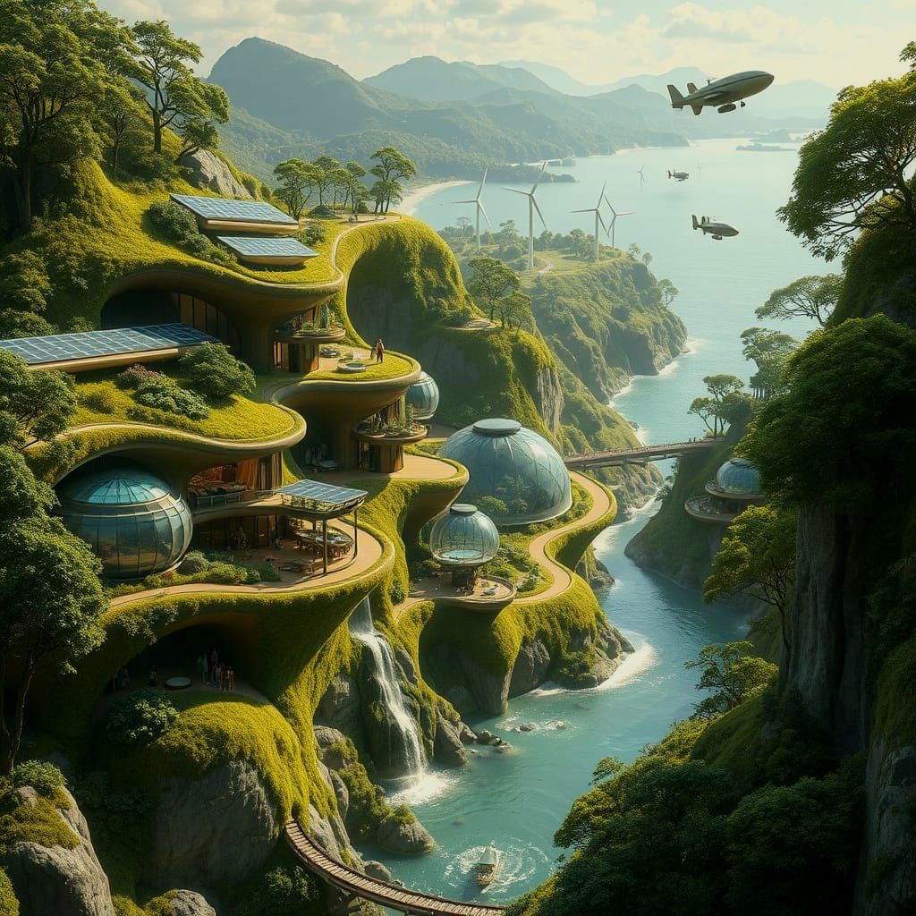 Eco-Futuristic Solarpunk Oasis