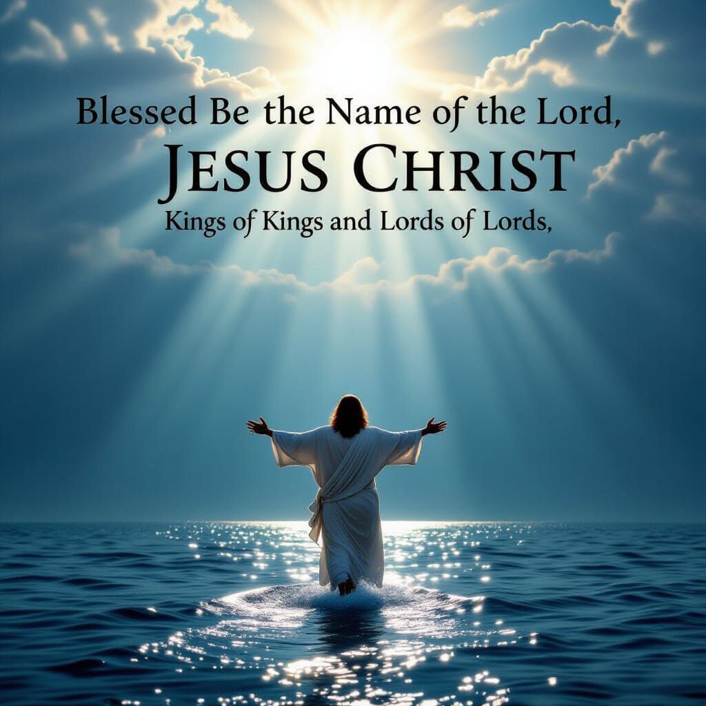 Jesus Walking on Water in Divine Light