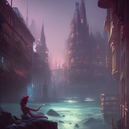 Mermaid Cove City: Dark Fantasy Concept Art