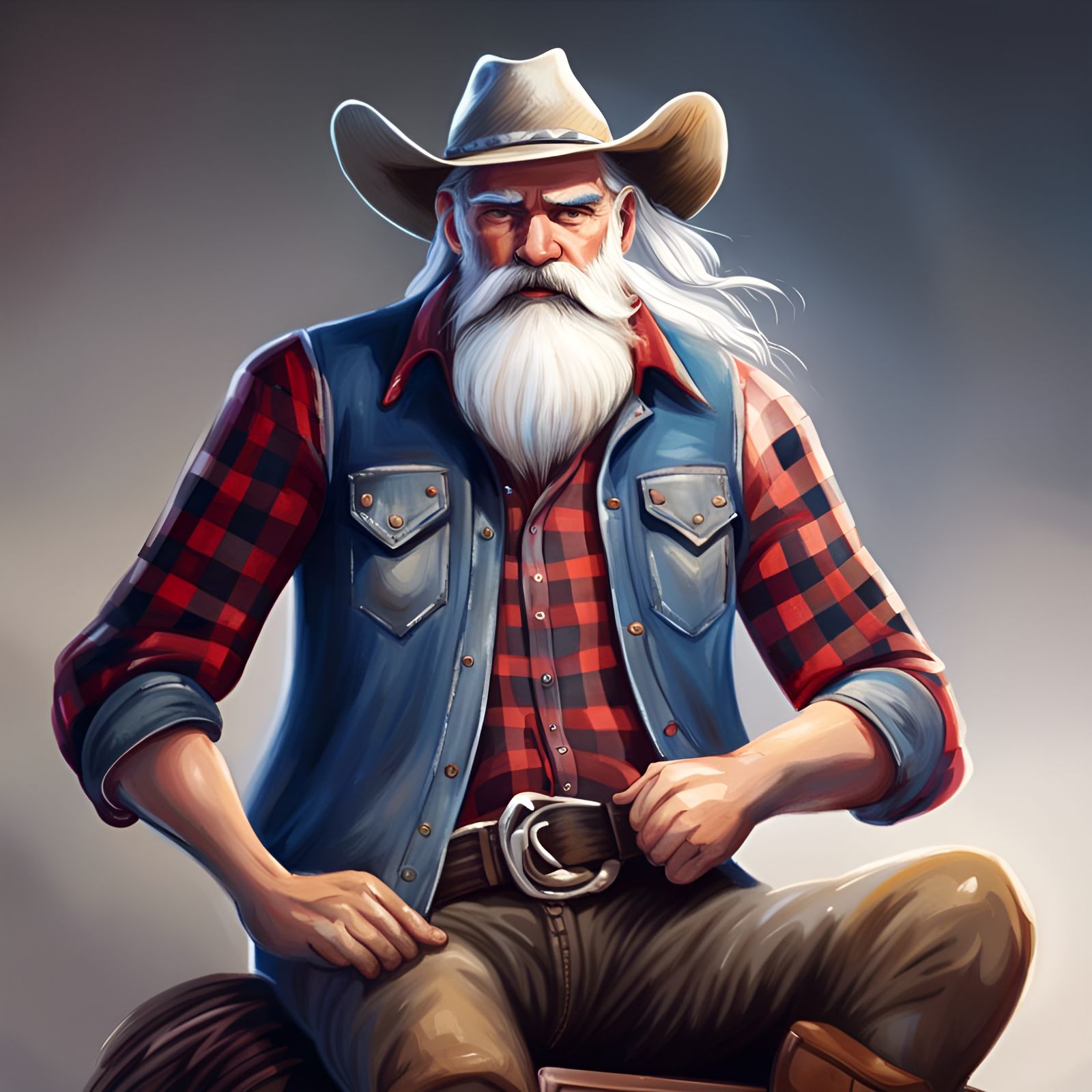 Hyperrealistic Portrait of a Man with White Beard
