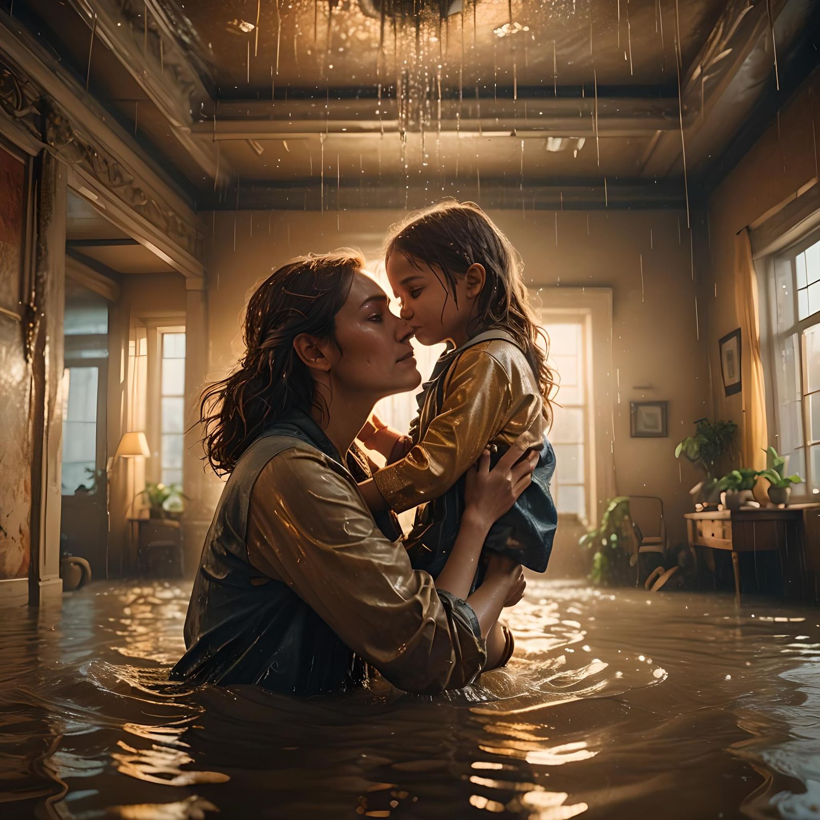 Girl's Embrace After the Flood: Digital Matte Painting