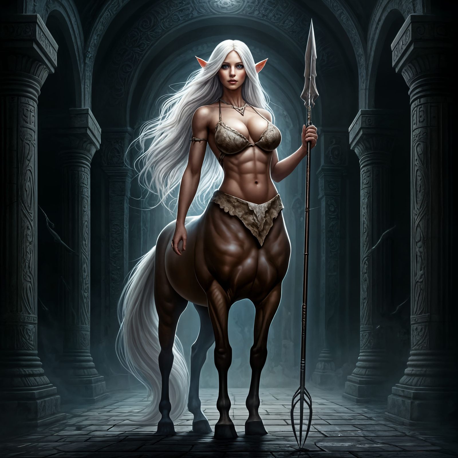 Ethereal Centaur Goddess in Stone Maze