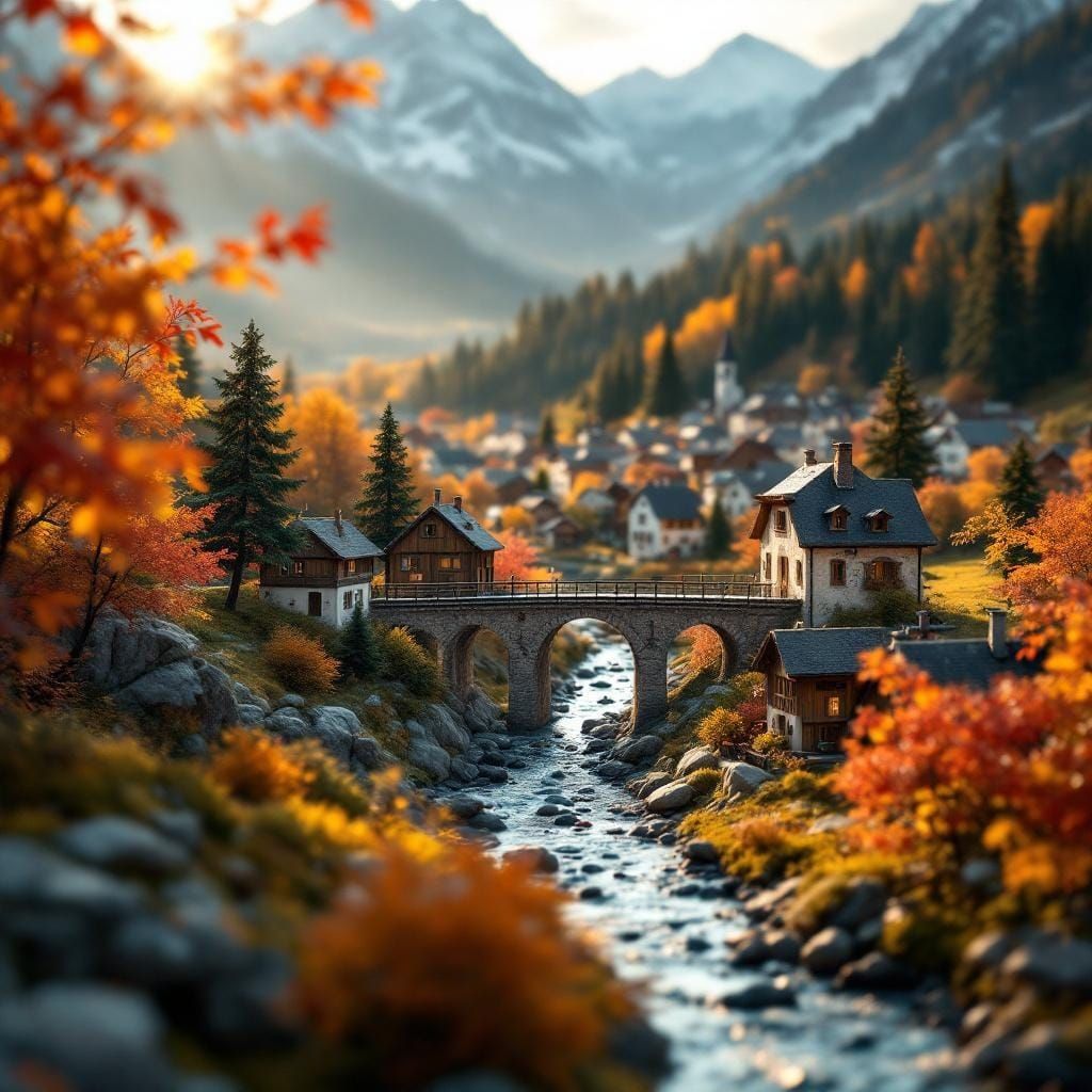 Miniature Swiss Valley in Autumn Light