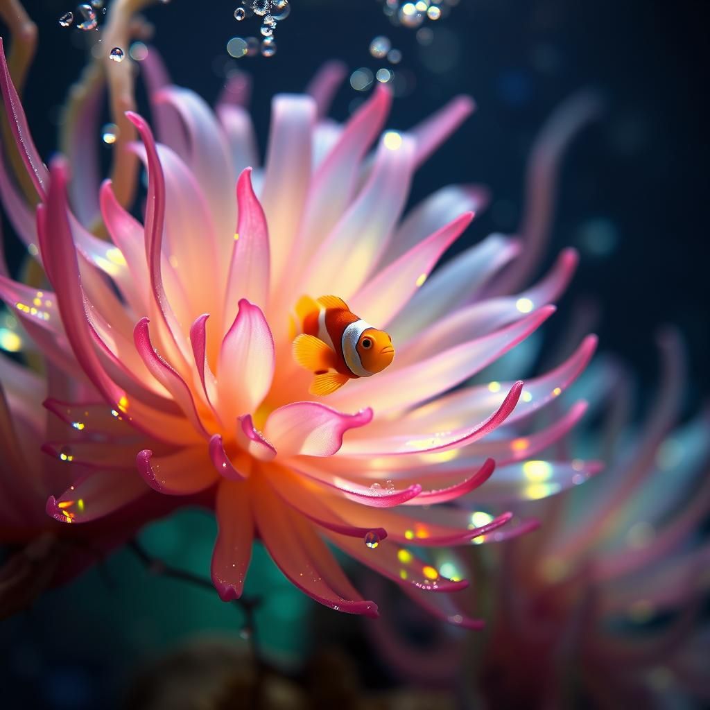 Rainbow Aquatic Plant with Clown Fish: Digital Matte Paintin...