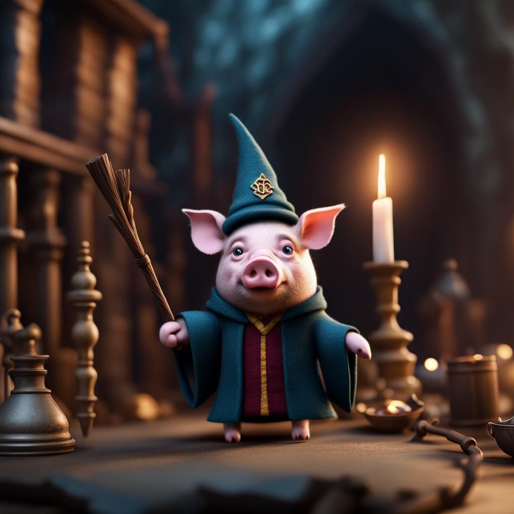 Harry Potter Wizard Pig in Detailed Matte Painting