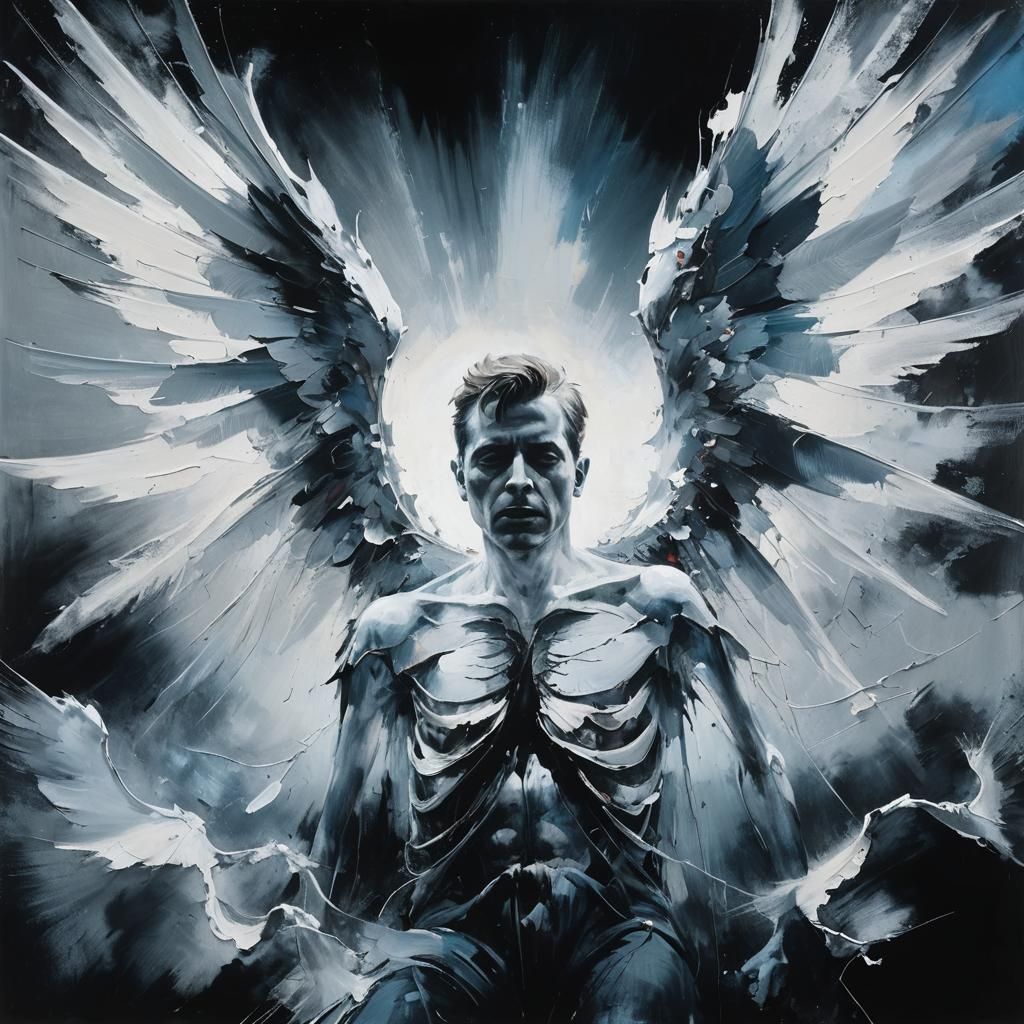 Broken Wings in Abstract Expressionism Style