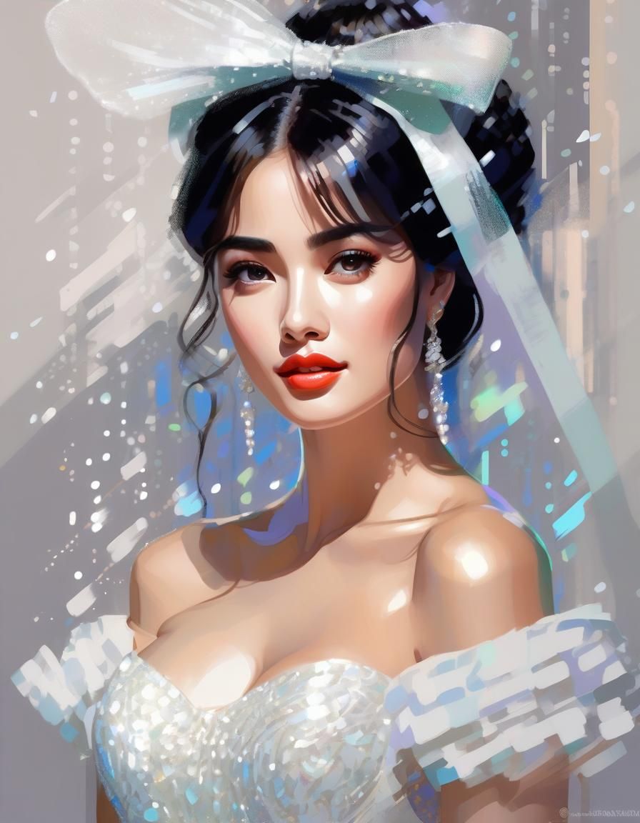 Moonlit Lady in Gala Gown: Hyperdetailed Painterly Speedpain...