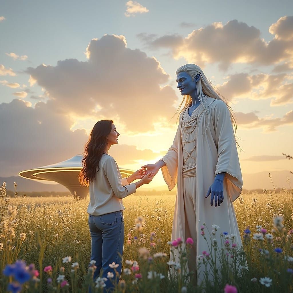 Heartfelt Reunion in a Beautiful Meadow at Dawn
