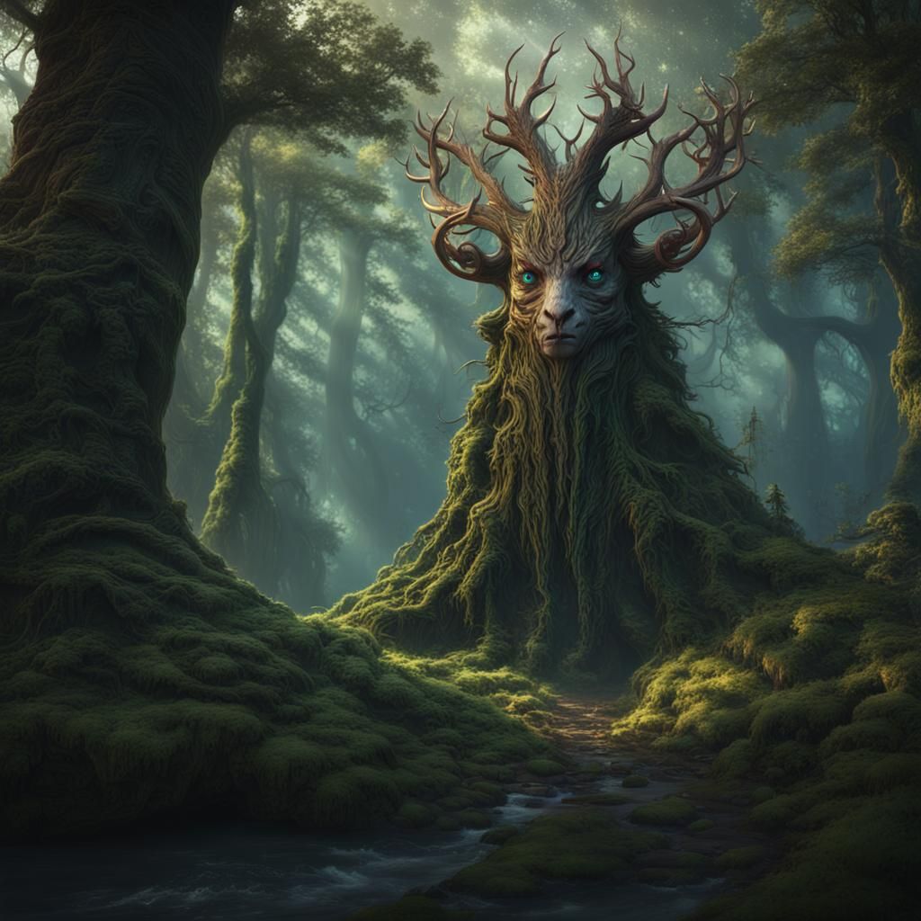 Forest Spirit Wandering in Deep Woods