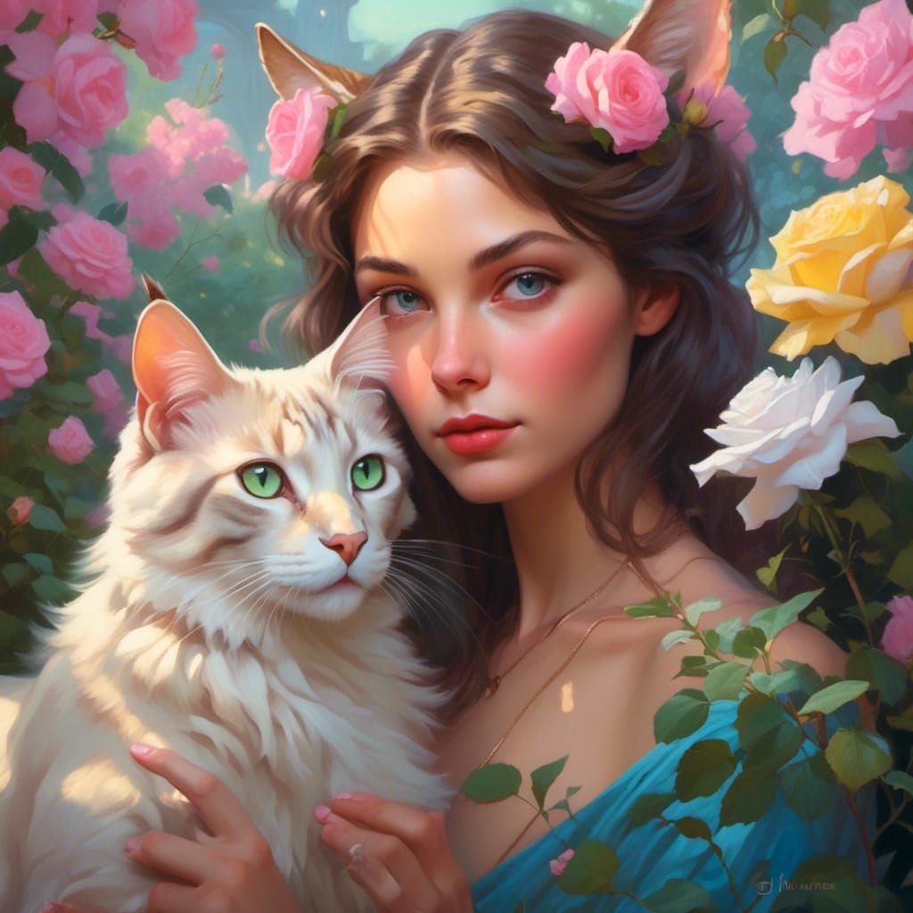 Katrina, Catwoman with her furry forever friend.